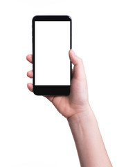 Female hand holding mobile smartphone