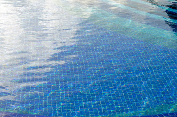 Swiming pool with blue water. Summer, swim