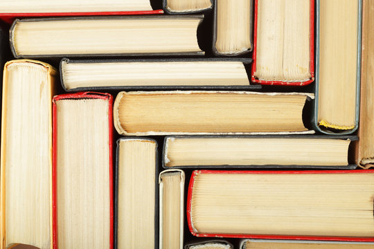 Science and education - fragment group of colorful books abstract background