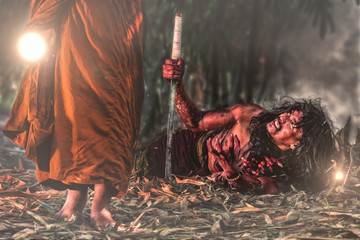 acting image legend of Angulimala who was famous bandit in India old time before became monk and...
