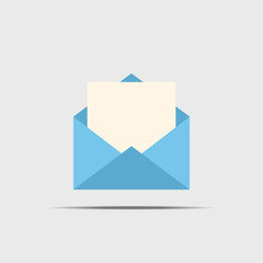 Mail sign icon or envelope icon with shadow for website design in flat style. Newsletter icon, message icon. Vector illustration, eps10