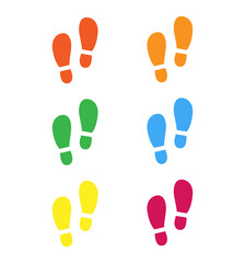 Colorful footprints icon set vector illustration isolated