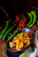 vegetarian ratatouille with fresh vegetables and herbs