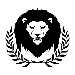 Sign of a black lion on a white background.