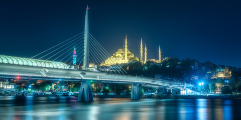View of Bosphorus bridge at night Istanbul