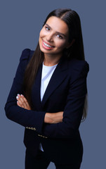 closeup of a smiling business woman standing