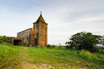 Fototapeta na wymiar Abandoned church and resort from the colonial era near Kep, Cambodia