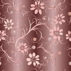 Fototapeta na wymiar Floral seamless pattern with pink flowers