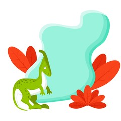 Adorable little dinosaur vector illustration for kids fashion, funny dino in cartoon style. Ideal for cards, invitations, party, banners, kindergarten, baby shower, preschool and children room decor