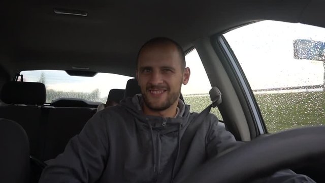Happy driver with big money euro. Success. Concept on the business success, topic of lottery, winnings, slot machines.