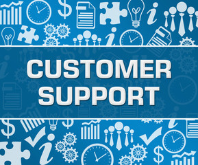 Naklejka premium Customer Support Business Symbols Texture Blue Background Square 