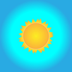 Sun icon on a blue background. Vector illustration, eps10