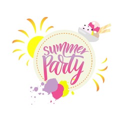 Phrase of Summer Party. Modern calligraphy lettering. Vector illustration.