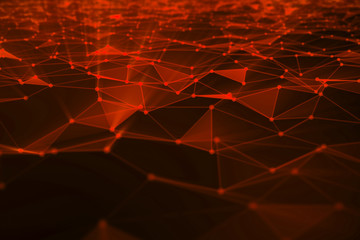 Abstract background of lines and dots, low poly mesh. Concept cloud internet connections technology connections. The current example of artificial intelligence concepts of the future, 3D illustration