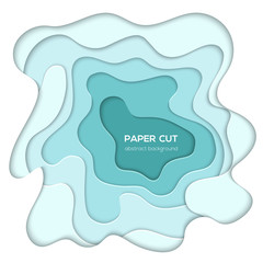Turquois abstract layout - vector paper cut illustration