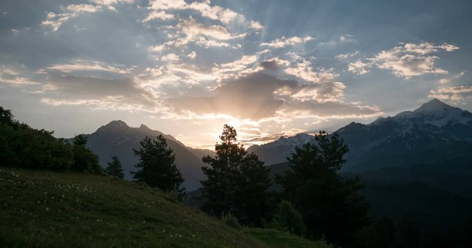 sunrise in mountains time lapse 