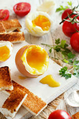  Soft-boiled egg with toasts