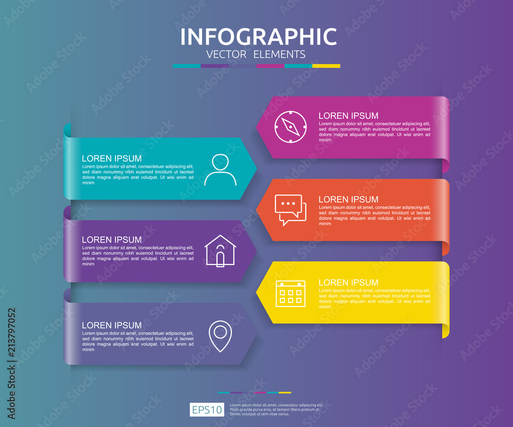 Poster 6 steps infographic. timeline design template with 3d paper label. business concept with options. fo