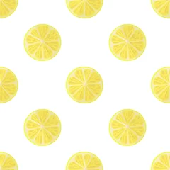 Papier Peint photo autocollant Citrons Illustration vectorielle de citrons sur fond clair. Modèle sans couture lumineux avec une image de citron juteux.