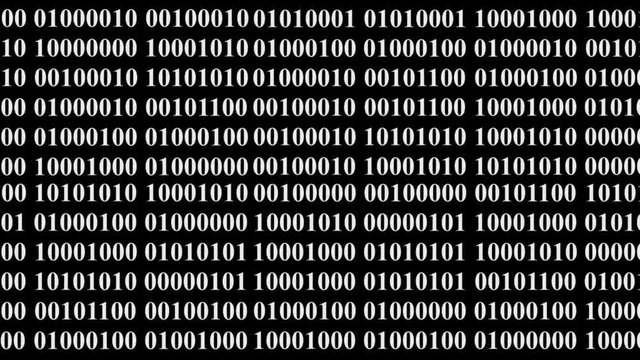Animation of a binary code on a black background