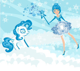 Winter fairy and sweet unicorn © diavolessa