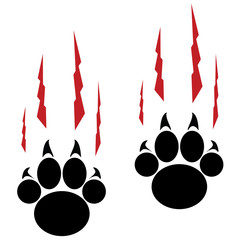 Naklejka premium Footprints of a big cat. Panther or tiger traces
