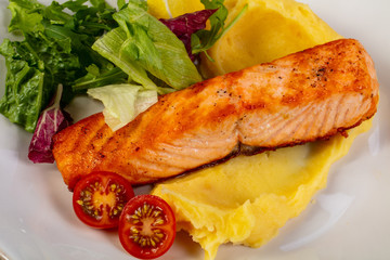 Grilled salmon steak