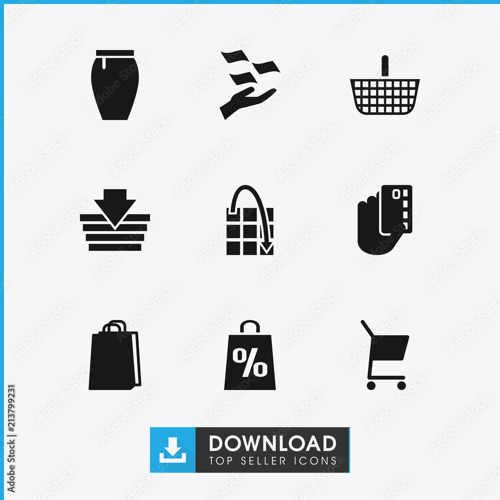 Canvas Prints collection of 9 shopping filled icons