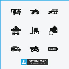 Collection of 9 truck filled icons