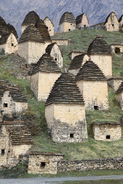 Ancient Alanian necropolis in North Ossetia. Caucasus, Russia