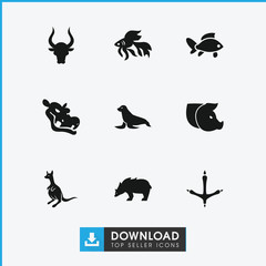 Collection of 9 wildlife filled icons