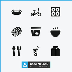 Collection of 9 food filled icons