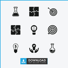 Collection of 9 solution filled icons