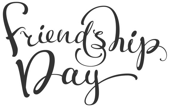 Friendship day lettering ornate text for greeting card