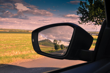 Castle in the car mirror