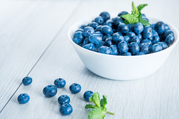 blueberries and mint