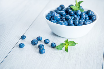 blueberries and mint