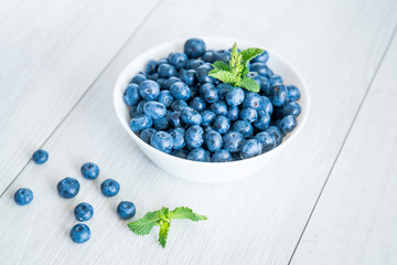 blueberries and mint