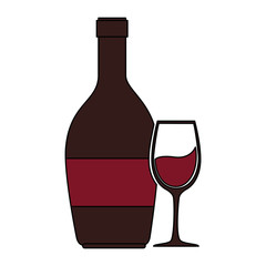 wine bottle silhouette with cup