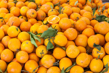 Turkish oranges on oriental farm market