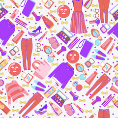 fashion collection of clothes and accessories pattern.