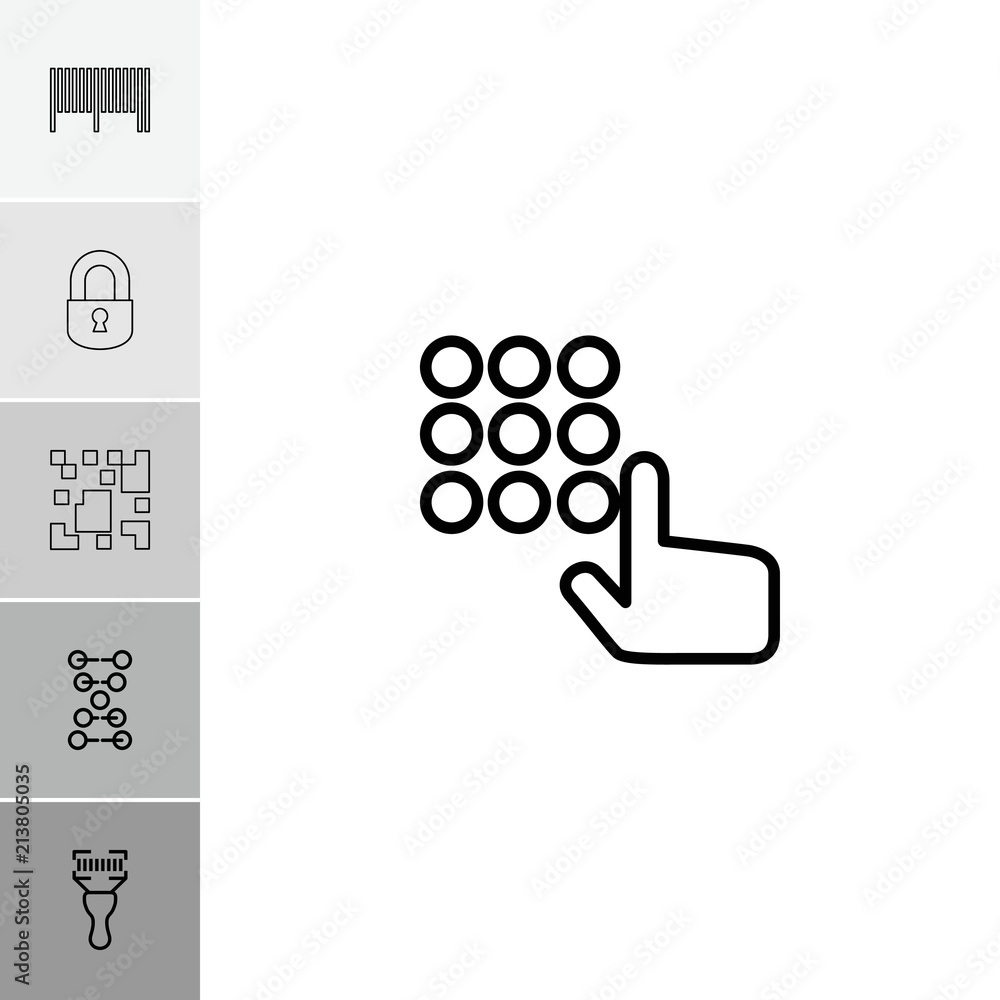 Poster collection of 6 code outline icons