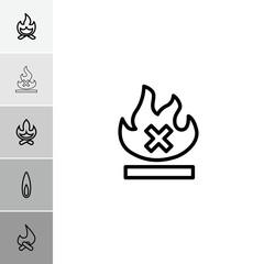 Collection of 6 bonfire outline icons