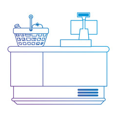 supermarket point of sale desk with voucher and basket