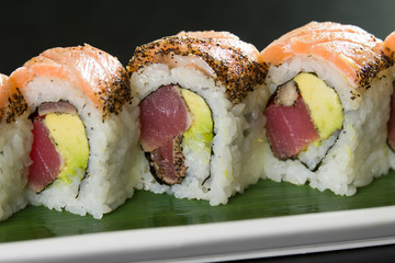 Sushi on a white plate