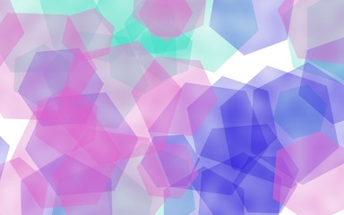 Multicolored translucent hexagons on white background. Red tones. 3D illustration