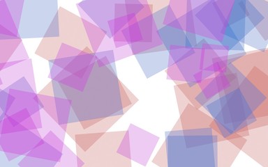 Multicolored translucent squares on white background. Red tones. 3D illustration