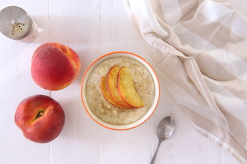 Oatmeal porridge with peach