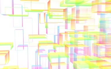 Colorful abstract digital and technology background. The pattern with repeating rectangles. 3D illustration