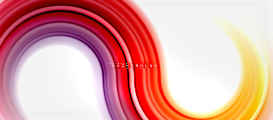 Rainbow fluid color line abstract background - swirl and circles, twisted liquid colours design, colorful marble or plastic wavy texture backdrop, multicolored template for business or technology